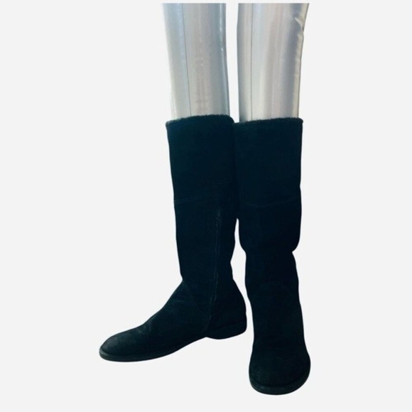 DARIA Women’s Black Suede Flat Riding Boots Zip Side Leather Size 8.5 - Picture 3 of 7